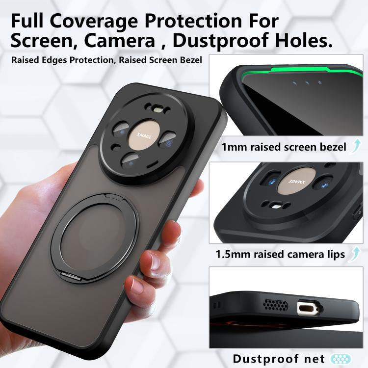 For Huawei Mate 80 / Mate 80 Pro Armor Magnetic Holder PC Hybrid TPU Phone Case - Frosted Black