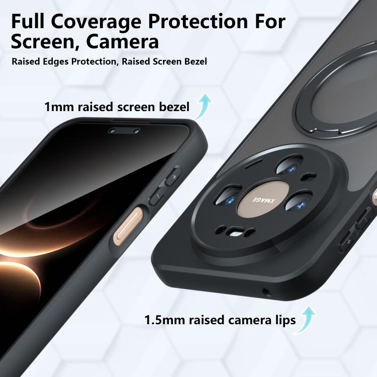For Huawei Mate 80 / Mate 80 Pro Armor Magnetic Holder PC Hybrid TPU Phone Case - Frosted Black