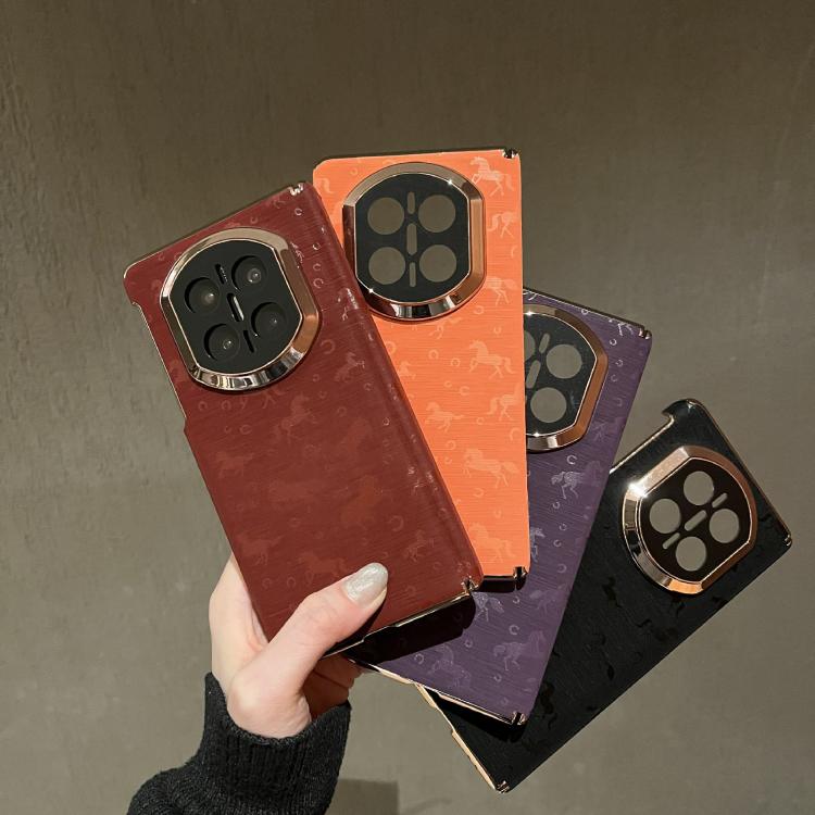 For Huawei Mate X7 Double Axis Pony Pattern Genuine Leather Phone Case
