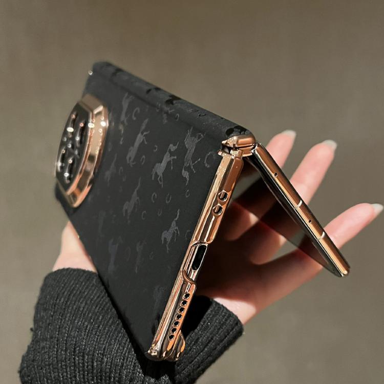 For Huawei Mate X7 Double Axis Pony Pattern Genuine Leather Phone Case