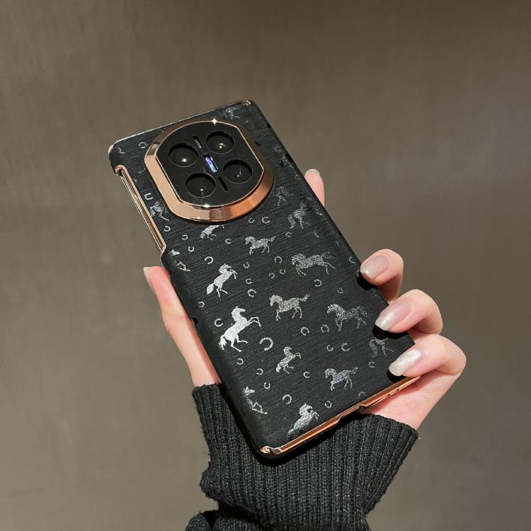 For Huawei Mate X7 Double Axis Pony Pattern Genuine Leather Phone Case
