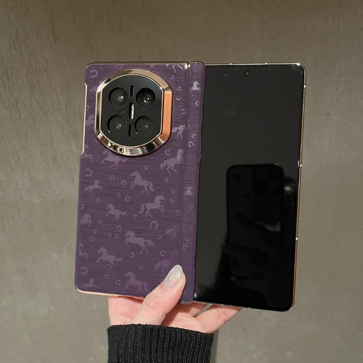 For Huawei Mate X7 Double Axis Pony Pattern Genuine Leather Phone Case