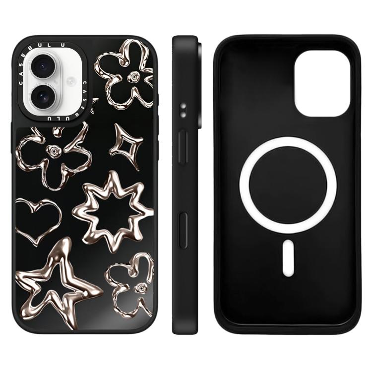 For iPhone 16 Floating Man Series Pattern Mirror Magnetic Phone Case