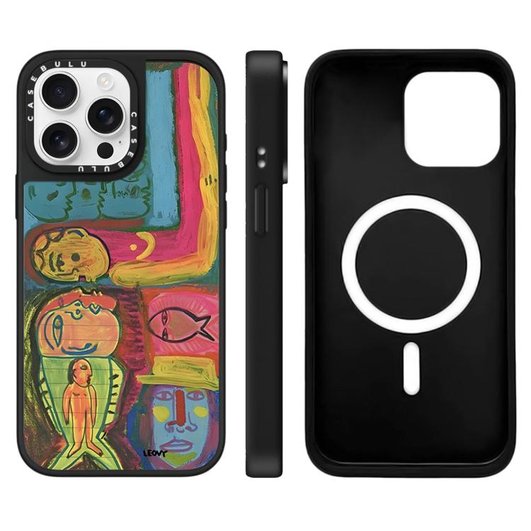 For iPhone 15 Pro Max Floating Man Series Pattern Mirror Magnetic Phone Case