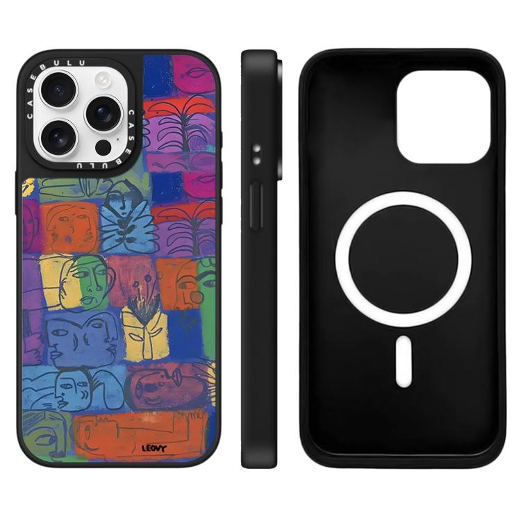 For iPhone 15 Pro Max Floating Man Series Pattern Mirror Magnetic Phone Case