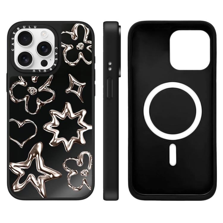For iPhone 15 Pro Max Floating Man Series Pattern Mirror Magnetic Phone Case