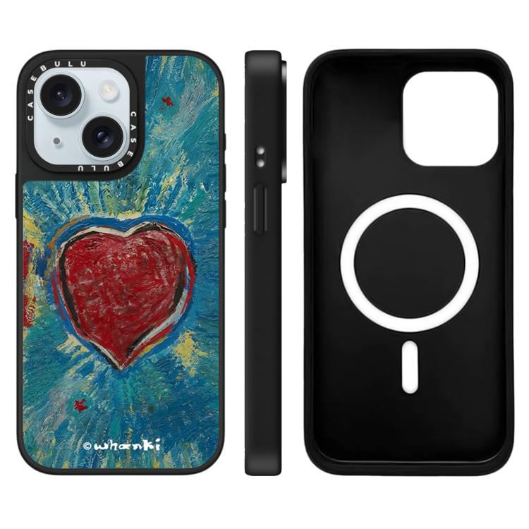 For iPhone 15 Plus Floating Man Series Pattern Mirror Magnetic Phone Case