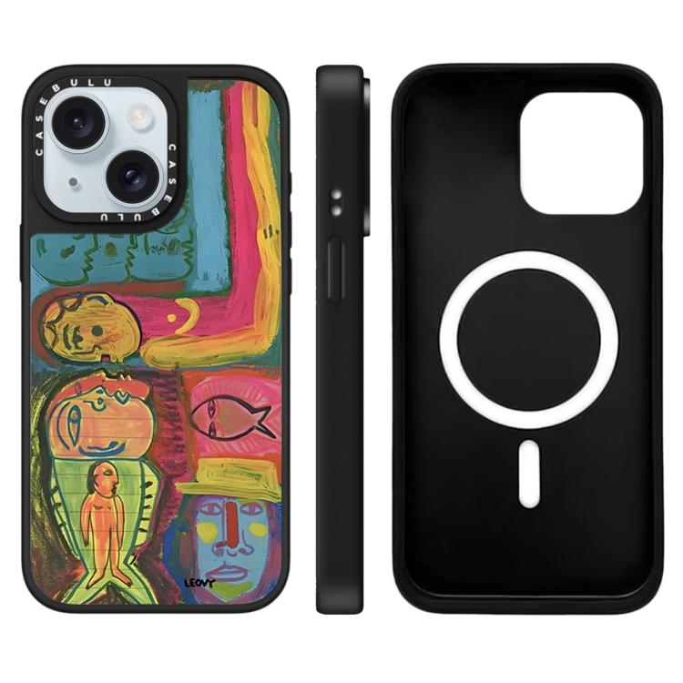 For iPhone 15 Plus Floating Man Series Pattern Mirror Magnetic Phone Case