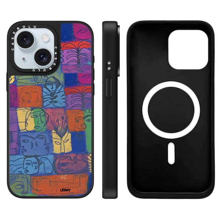 For iPhone 15 Plus Floating Man Series Pattern Mirror Magnetic Phone Case
