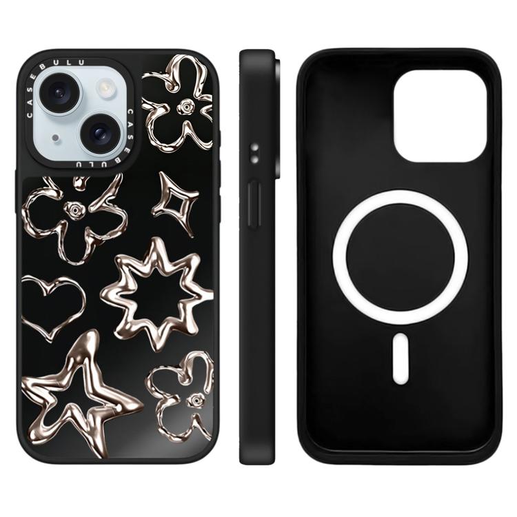 For iPhone 15 Plus Floating Man Series Pattern Mirror Magnetic Phone Case