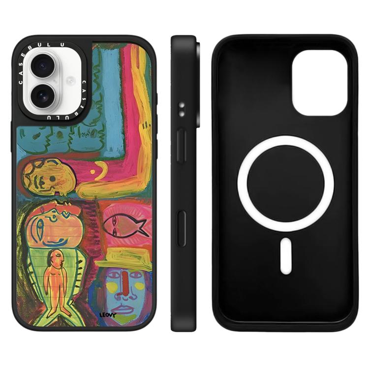 For iPhone 17 Floating Man Series Pattern Mirror Magnetic Phone Case