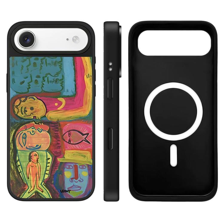 For iPhone Air Floating Man Series Pattern Mirror Magnetic Phone Case
