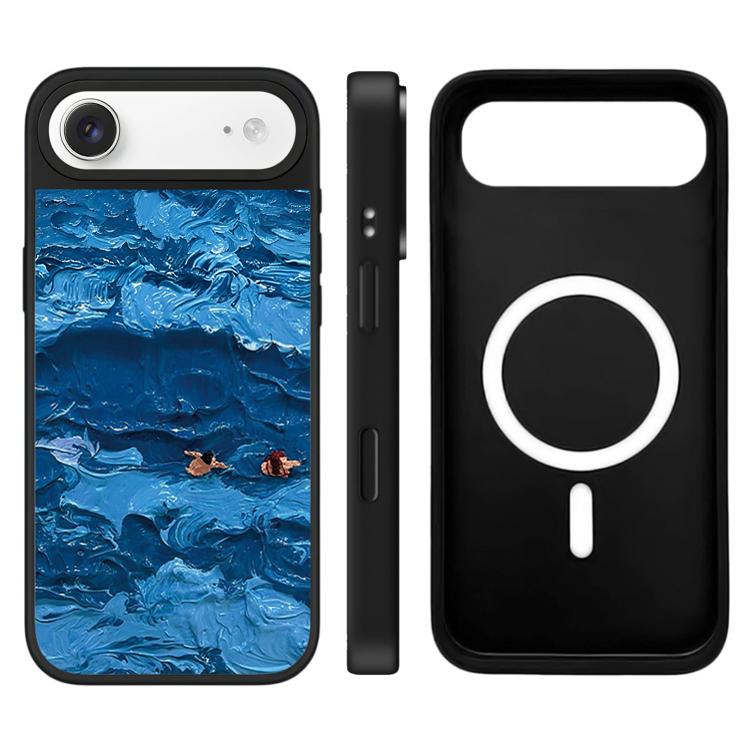 For iPhone Air Floating Man Series Pattern Mirror Magnetic Phone Case