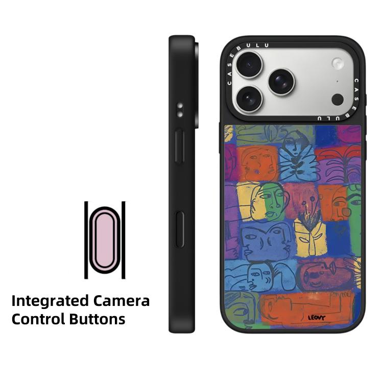 For iPhone 17 Pro Floating Man Series Pattern Mirror Magnetic Phone Case