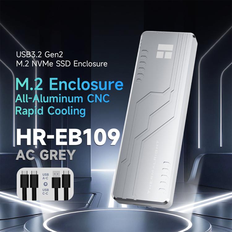 THERMALRIGHT HR-EB109 M.2 NVMe SSD Enclosure with USB to Type-C Cable & Type-C to Type-C Cable