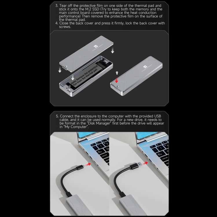 THERMALRIGHT HR-EB109 M.2 NVMe SSD Enclosure with USB to Type-C Cable & Type-C to Type-C Cable