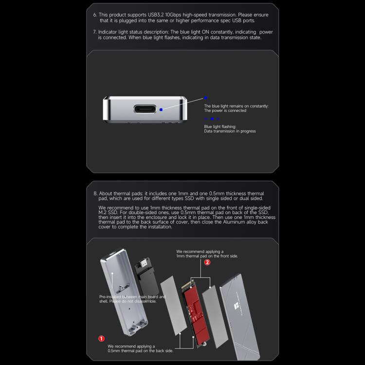 THERMALRIGHT HR-EB109 M.2 NVMe SSD Enclosure with USB to Type-C Cable & Type-C to Type-C Cable