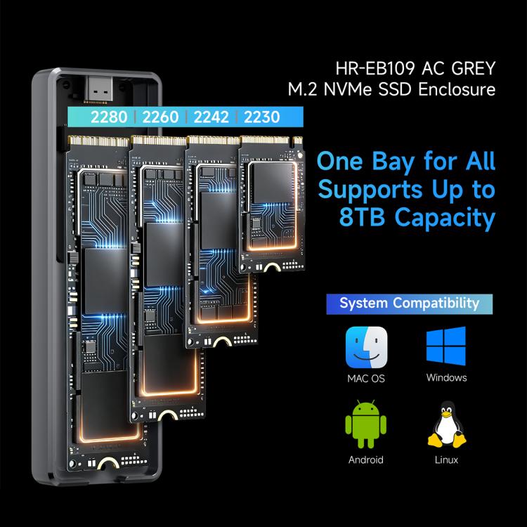 THERMALRIGHT HR-EB109 M.2 NVMe SSD Enclosure with USB to Type-C Cable & Type-C to Type-C Cable