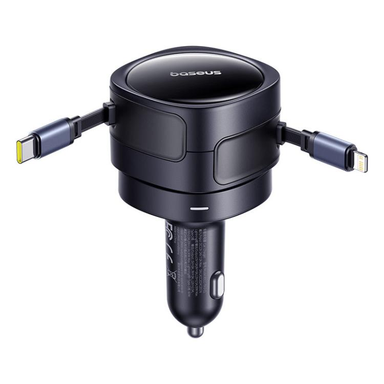 Baseus Enjoyment Max 60W Type-C and 8 Pin Dual Cable Edition Car Charger - Black