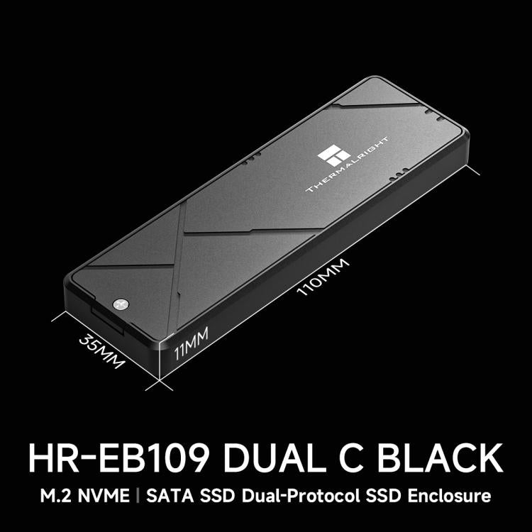 THERMALRIGHT HR-EB109 M.2 NVMe / SATA Dual Protocol SSD Enclosure with Type-C to Type-C Cable - Black