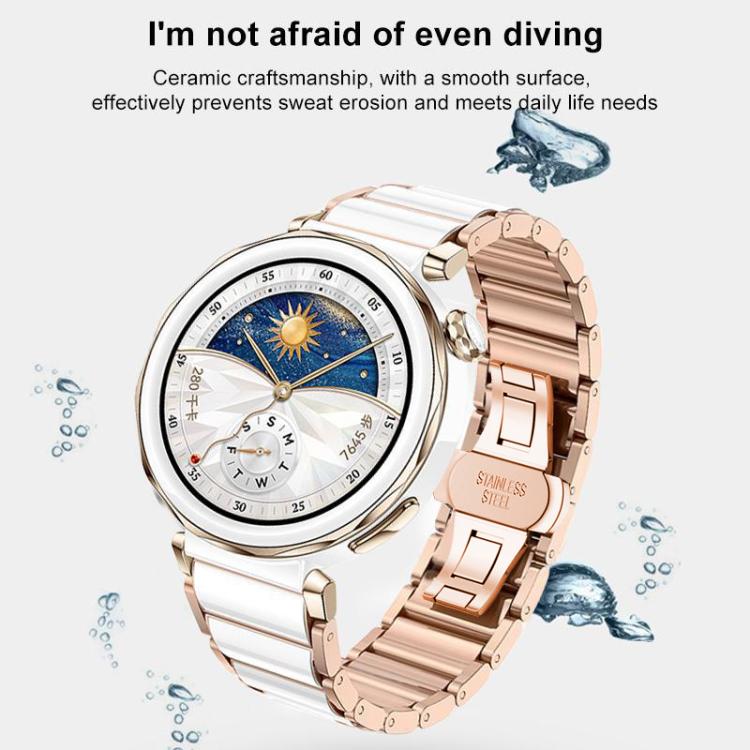 For Huawei Watch GT 6 41mm / GT 5 Pro 42mm xDfind Rose Gold Buckle Ceramic Stainless Steel Watch Band - Rose Glod