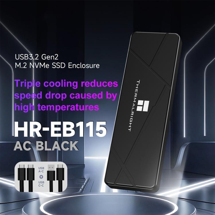 THERMALRIGHT HR-EB115 M.2 NVMe SSD Enclosure with USB to Type-C Cable & Type-C to Type-C Cable