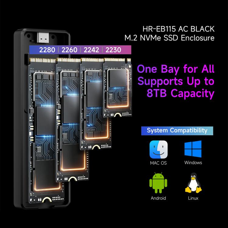 THERMALRIGHT HR-EB115 M.2 NVMe SSD Enclosure with USB to Type-C Cable & Type-C to Type-C Cable