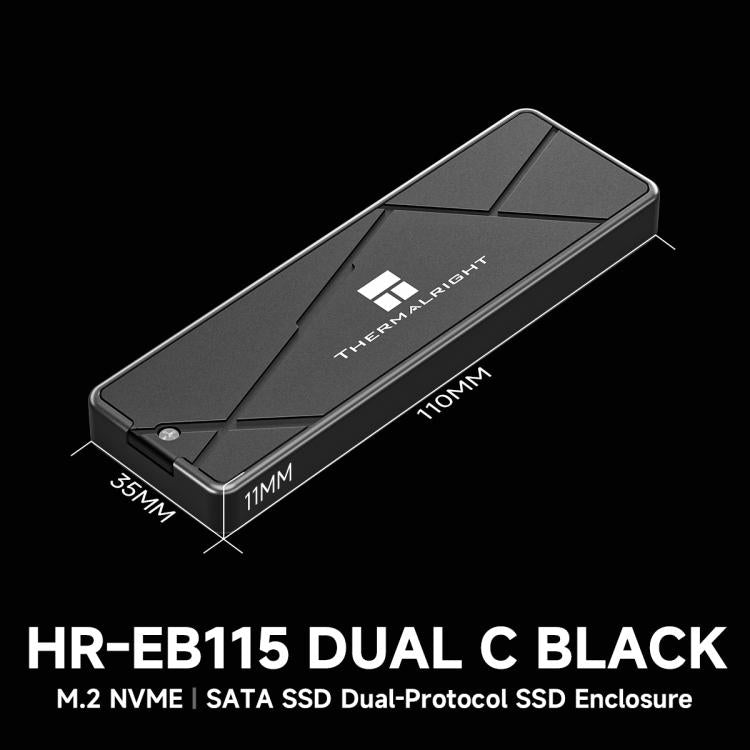 THERMALRIGHT HR-EB115 M.2 NVMe / SATA Dual Protocol SSD Enclosure with Type-C to Type-C Cable - Black