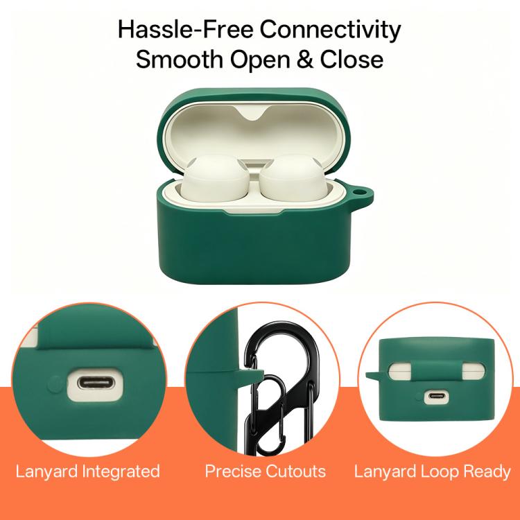 For Sony WF-1000XM6 Earphone Silicone Protective Case with Carabiner