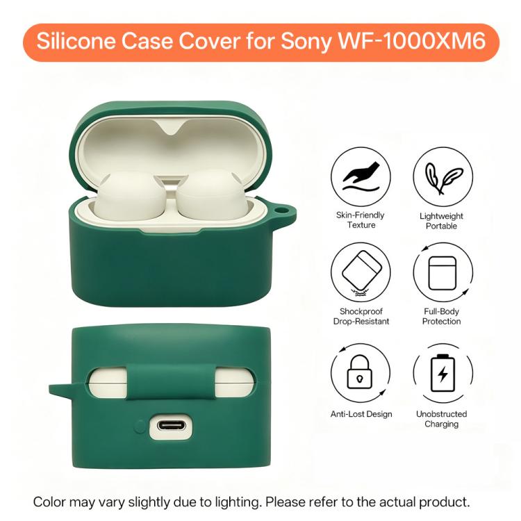 For Sony WF-1000XM6 Earphone Silicone Protective Case with Carabiner