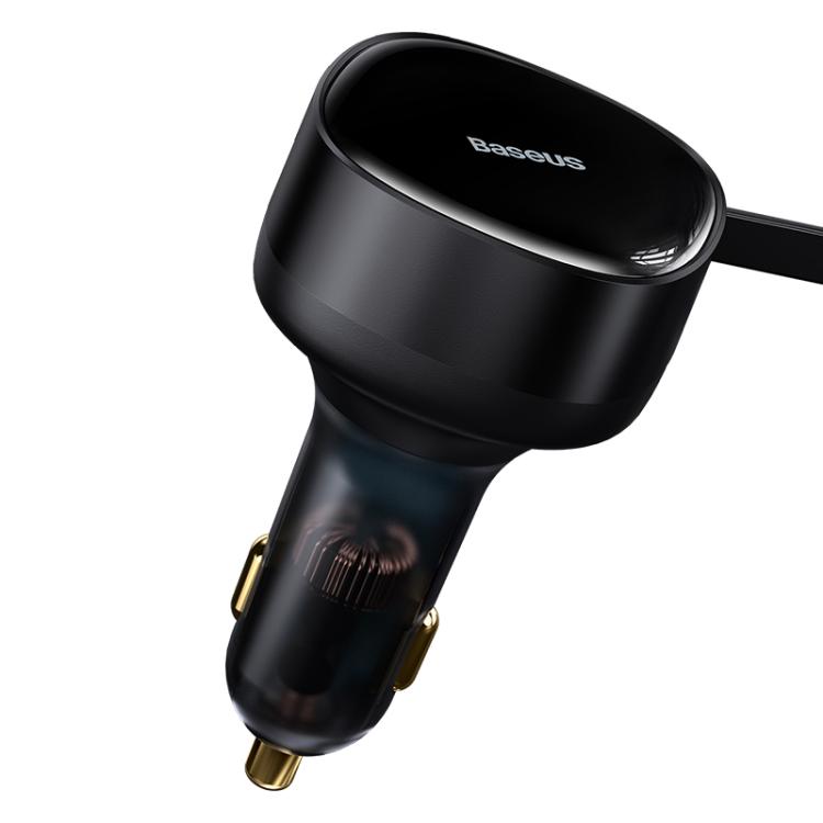 Baseus Enjoyment Series 33W 2 in 1 Dual Type-C Retractable Cable Car Charger - Black