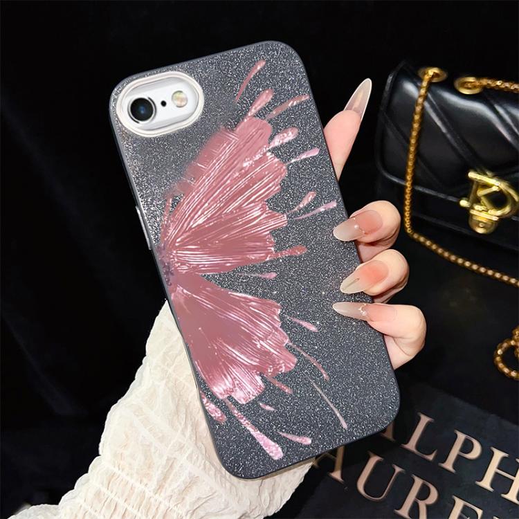 For iPhone 6 / 6s Half Butterfly Pattern IMD Glitter PC Hybrid TPU Phone Case