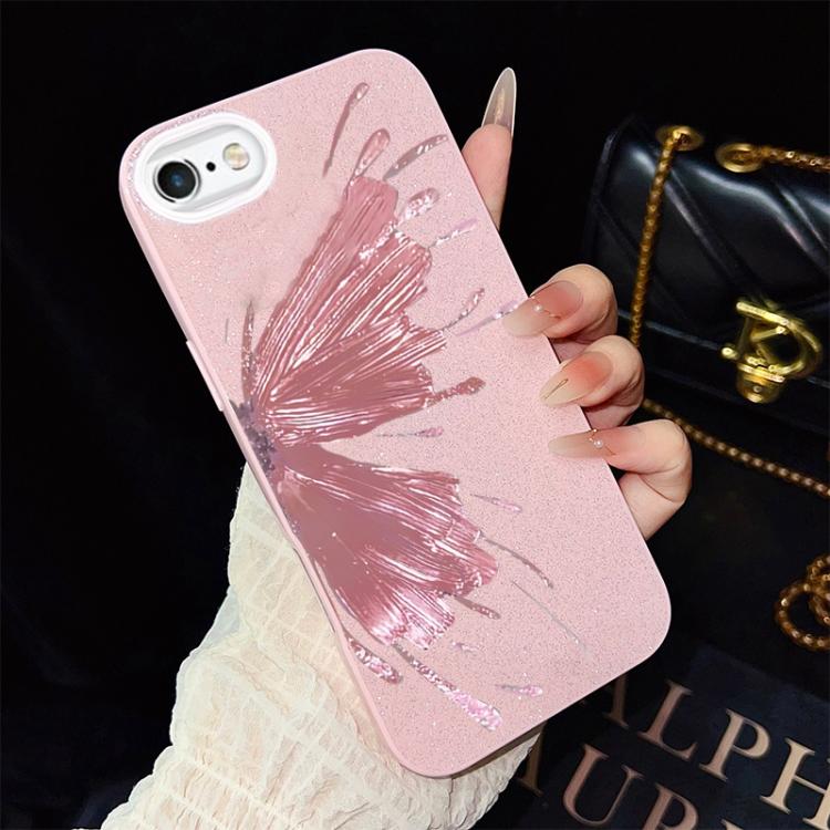 For iPhone 6 Plus / 6s Plus Half Butterfly Pattern IMD Glitter PC Hybrid TPU Phone Case