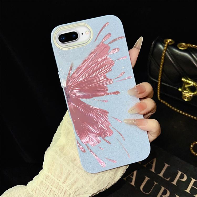 For iPhone 8 Plus / 7 Plus Half Butterfly Pattern IMD Glitter PC Hybrid TPU Phone Case