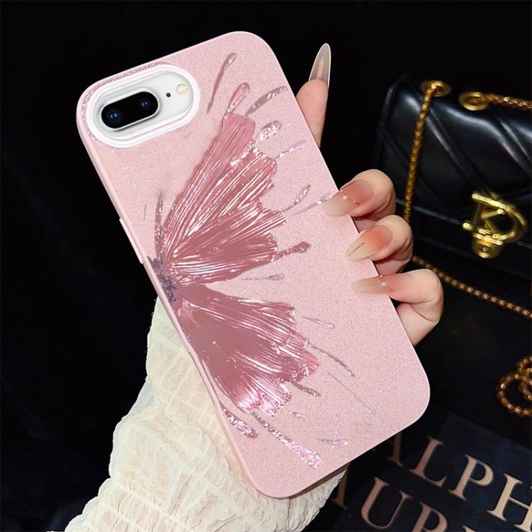 For iPhone 8 Plus / 7 Plus Half Butterfly Pattern IMD Glitter PC Hybrid TPU Phone Case