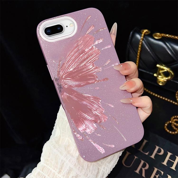 For iPhone 8 Plus / 7 Plus Half Butterfly Pattern IMD Glitter PC Hybrid TPU Phone Case