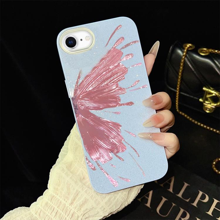 For iPhone SE 2022 / SE 2020 Half Butterfly Pattern IMD Glitter PC Hybrid TPU Phone Case