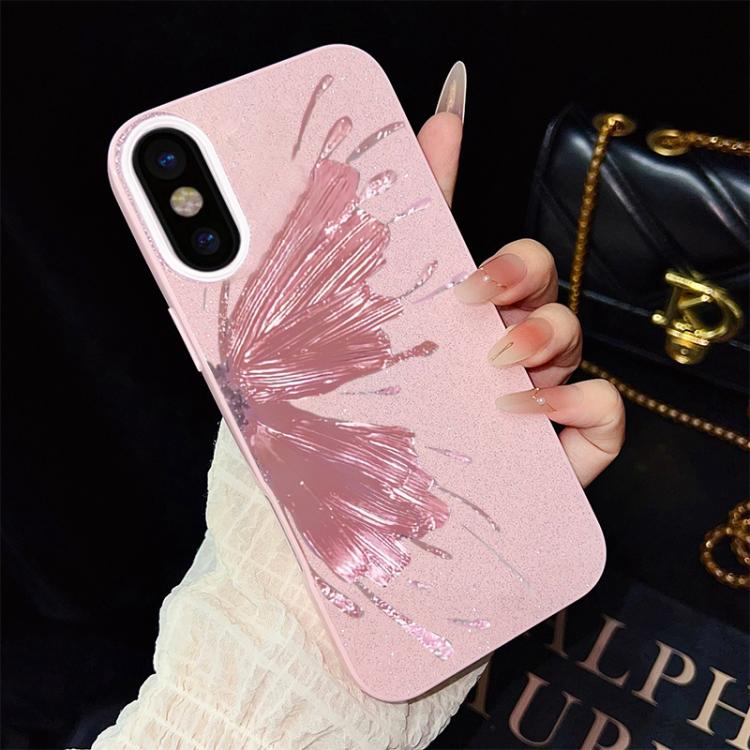 For iPhone XS / X Half Butterfly Pattern IMD Glitter PC Hybrid TPU Phone Case