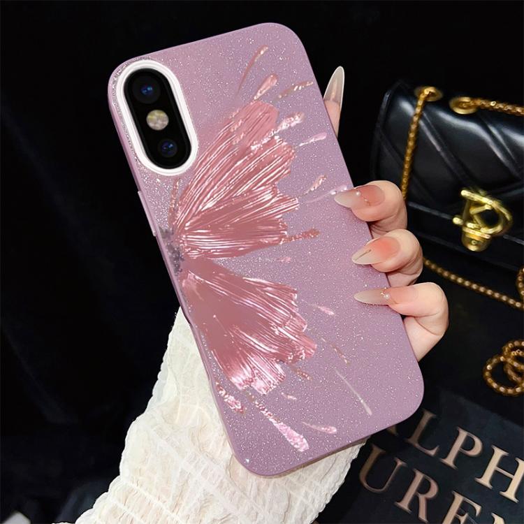 For iPhone XS / X Half Butterfly Pattern IMD Glitter PC Hybrid TPU Phone Case