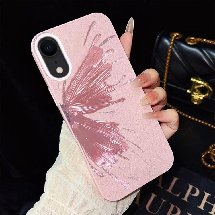 For iPhone XR Half Butterfly Pattern IMD Glitter PC Hybrid TPU Phone Case