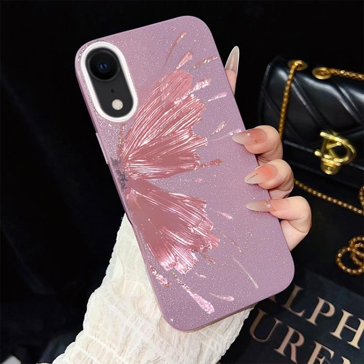 For iPhone XR Half Butterfly Pattern IMD Glitter PC Hybrid TPU Phone Case