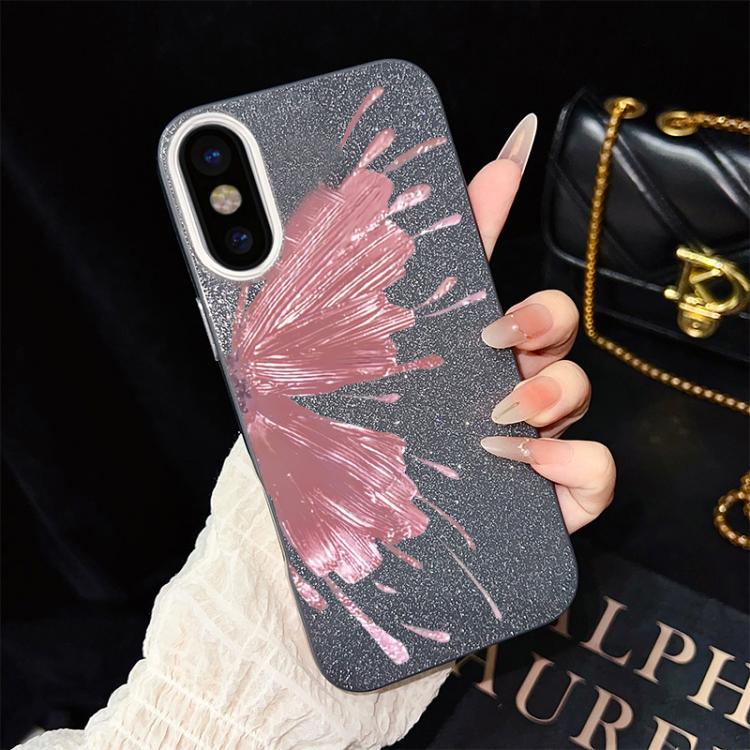 For iPhone XS Max Half Butterfly Pattern IMD Glitter PC Hybrid TPU Phone Case