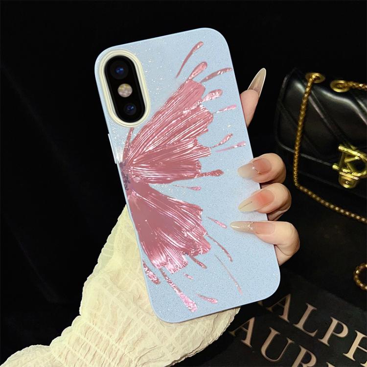 For iPhone XS Max Half Butterfly Pattern IMD Glitter PC Hybrid TPU Phone Case