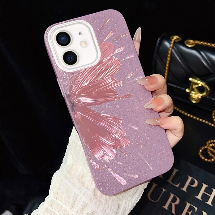 For iPhone 11 Half Butterfly Pattern IMD Glitter PC Hybrid TPU Phone Case