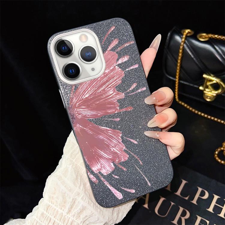 For iPhone 11 Pro Max Half Butterfly Pattern IMD Glitter PC Hybrid TPU Phone Case