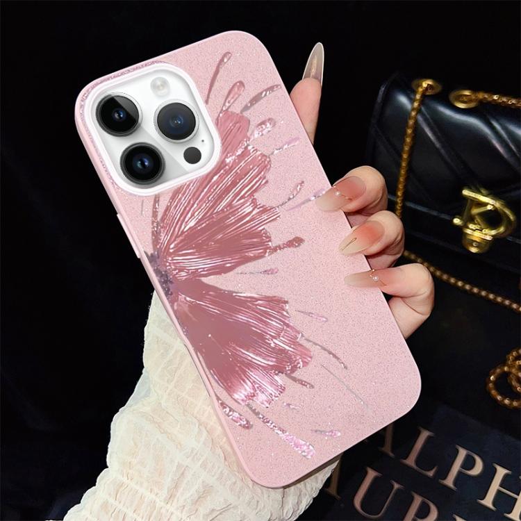 For iPhone 12 Pro Half Butterfly Pattern IMD Glitter PC Hybrid TPU Phone Case
