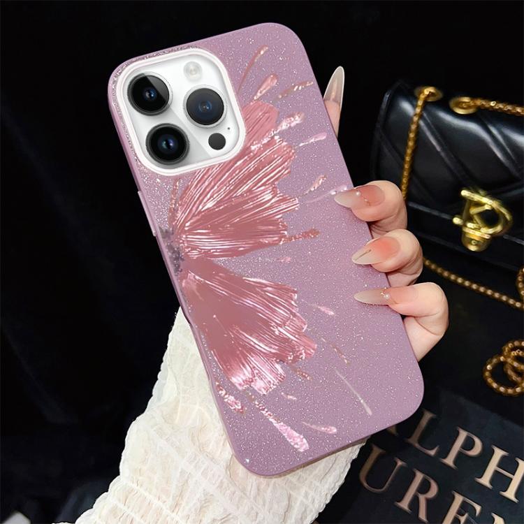 For iPhone 12 Pro Half Butterfly Pattern IMD Glitter PC Hybrid TPU Phone Case