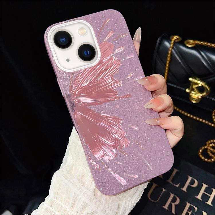 For iPhone 14 Half Butterfly Pattern IMD Glitter PC Hybrid TPU Phone Case