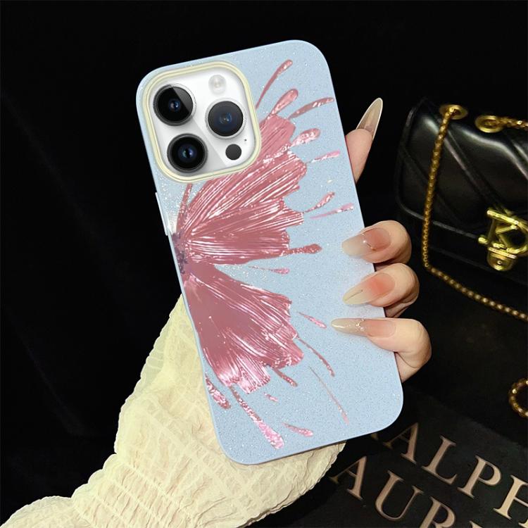 For iPhone 14 Pro Max Half Butterfly Pattern IMD Glitter PC Hybrid TPU Phone Case
