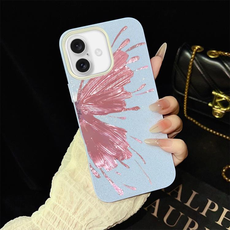 For iPhone 17 Half Butterfly Pattern IMD Glitter PC Hybrid TPU Phone Case